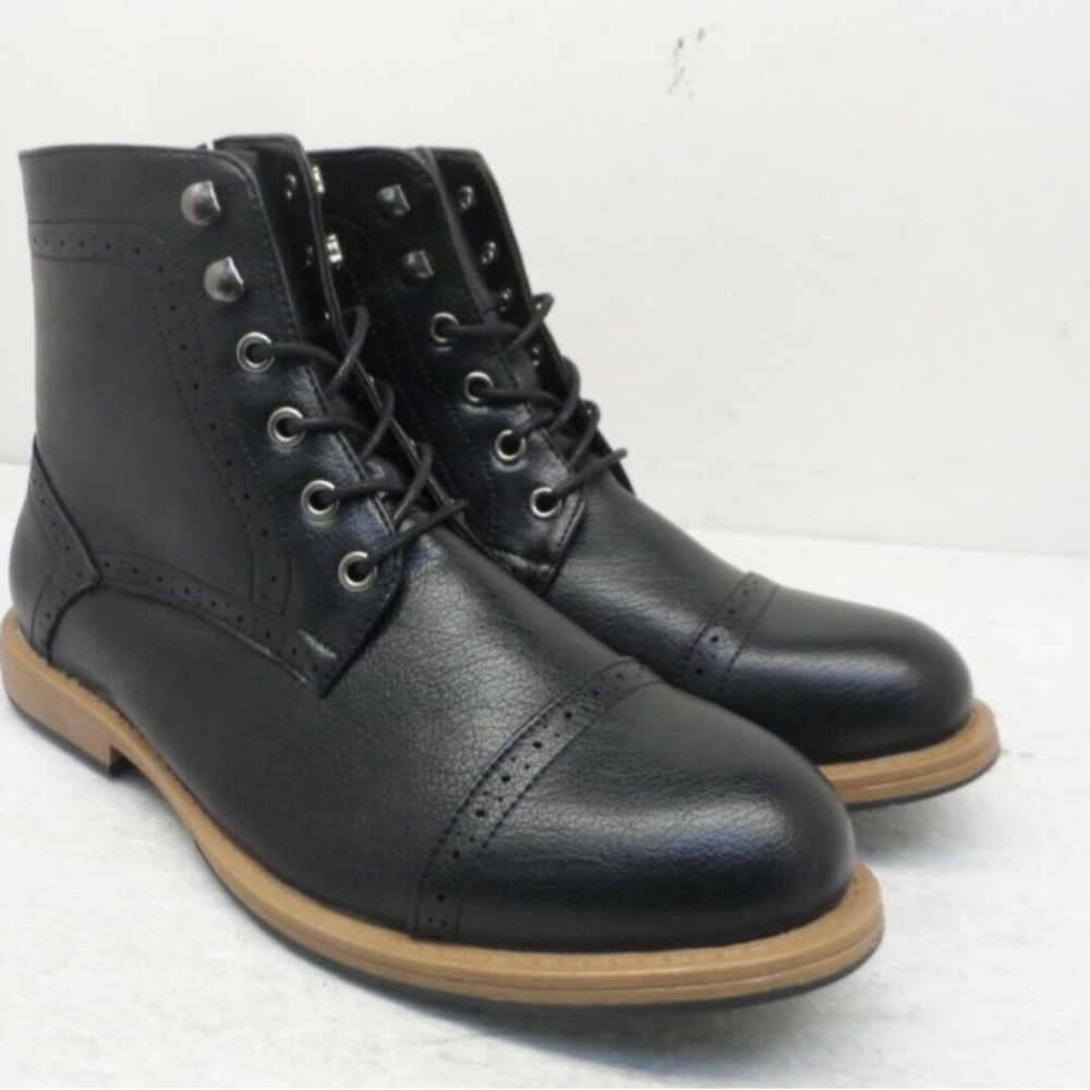 Golaiman Men's Mid-Cut Leather Side-Zip Chukka Boots G1405 Black